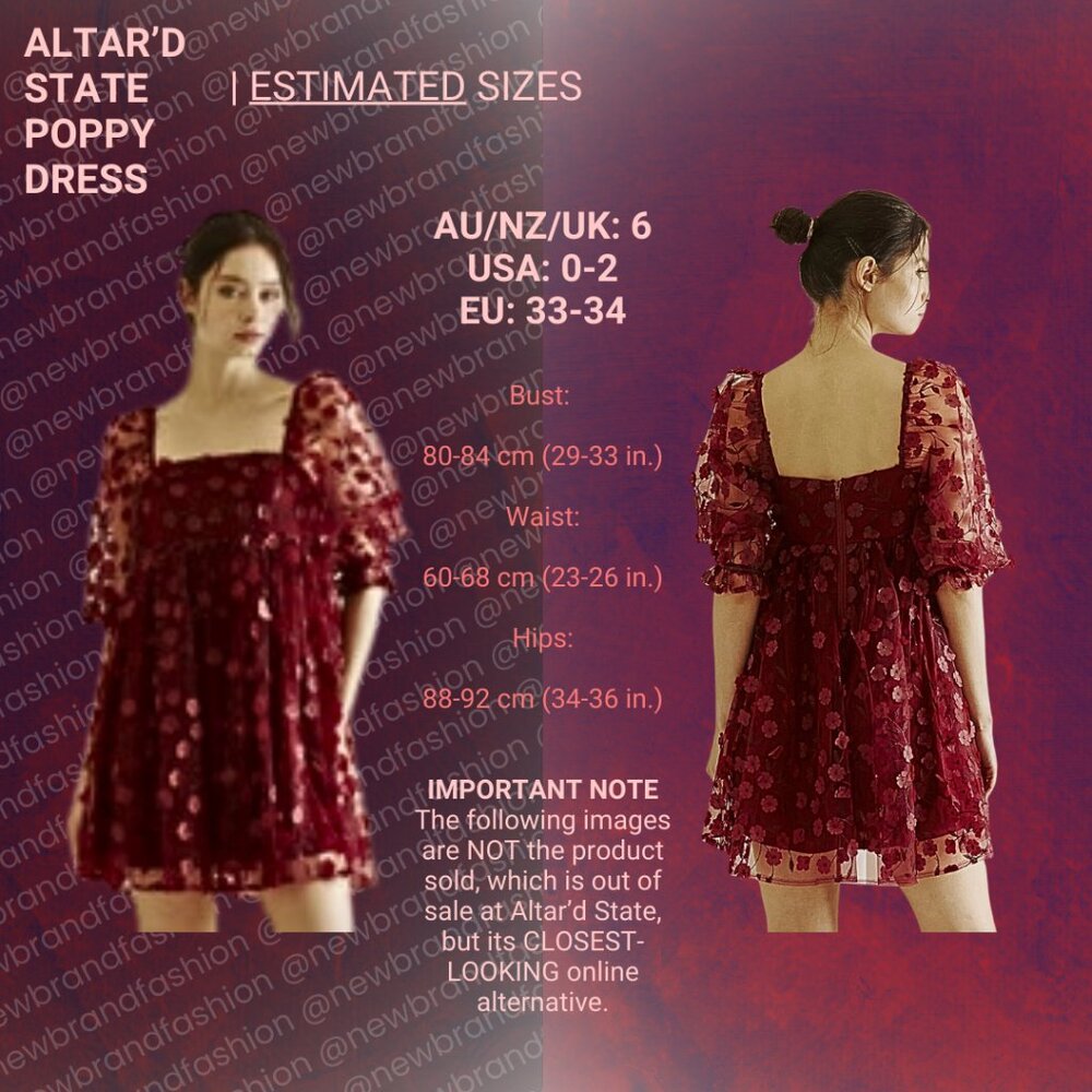 Altar’d State | Poppy Flower Mini Dress, Burgundy/Red, Size: XS - Picture 2 of 3